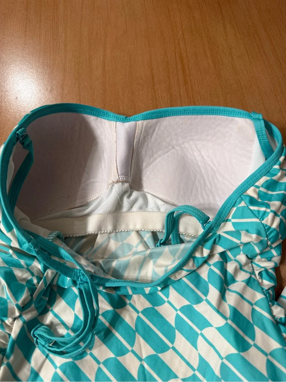 Jag Jeans Teal & White Geometric Tankini Swim Set